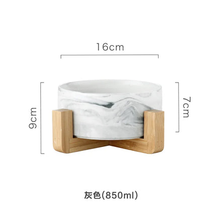 Elegant Marble Bowl with Bamboo Stand