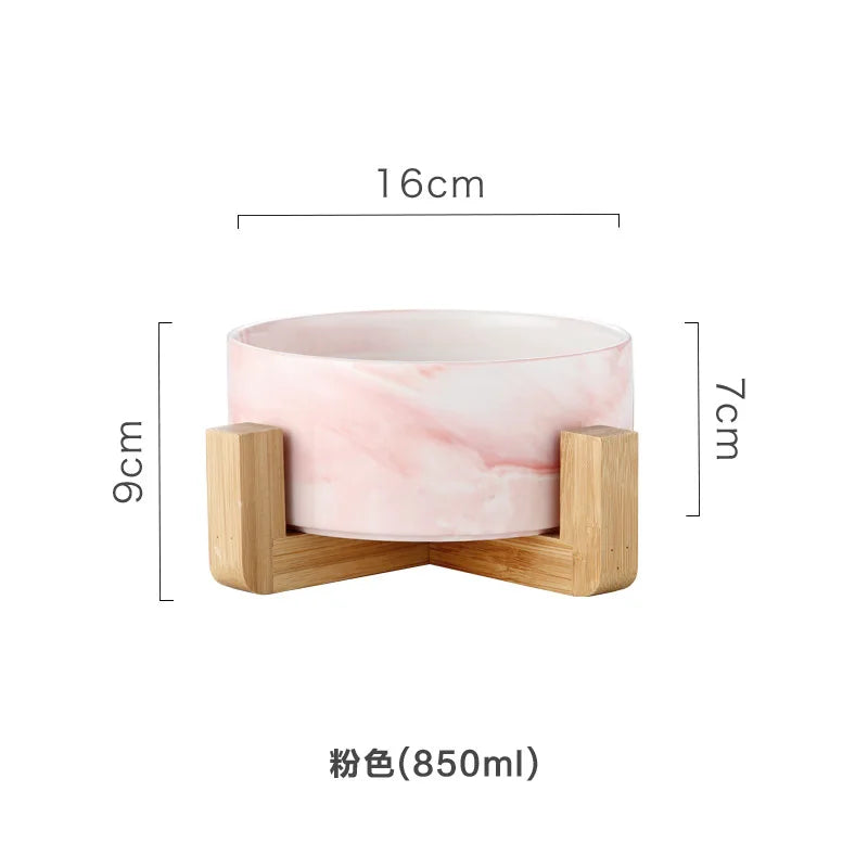 Elegant Marble Bowl with Bamboo Stand