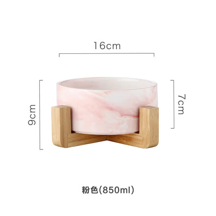 Elegant Marble Bowl with Bamboo Stand