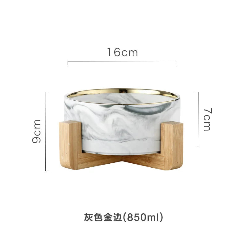Elegant Marble Bowl with Bamboo Stand