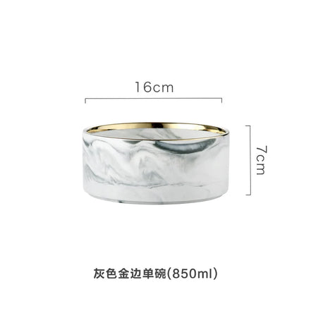 Elegant Marble Bowl with Bamboo Stand