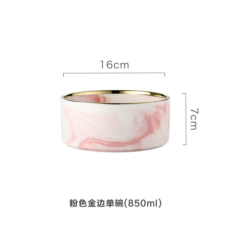 Elegant Marble Bowl with Bamboo Stand