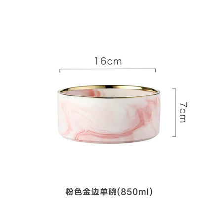 Elegant Marble Bowl with Bamboo Stand