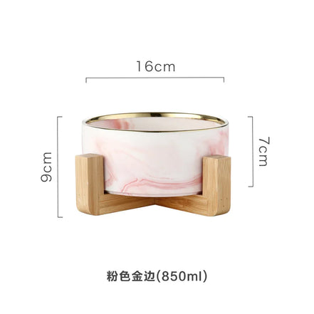 Elegant Marble Bowl with Bamboo Stand