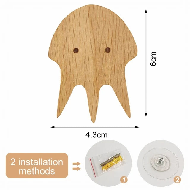 Charming Animal Wooden Wall Hooks