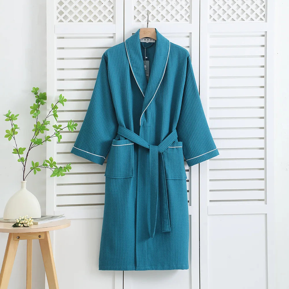 Elegant Cotton Waffle Bathrobe