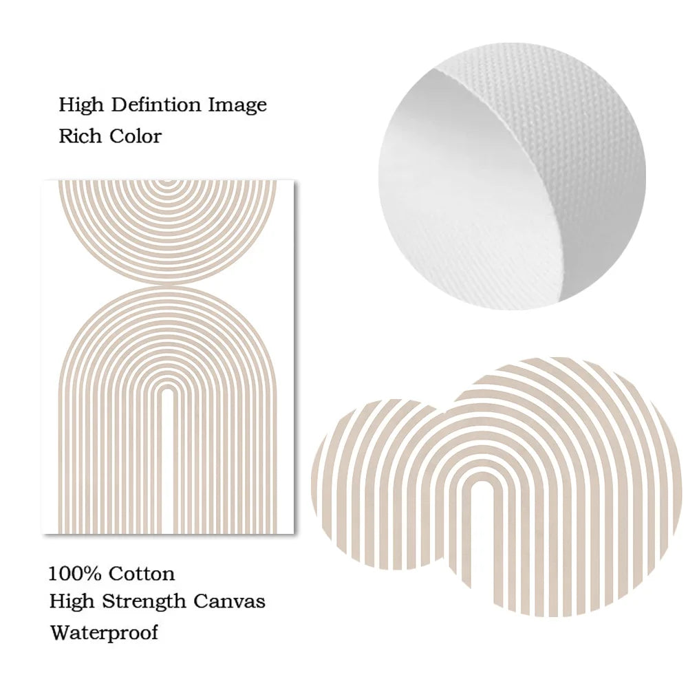 Modern Minimalist Boho Lines Abstract Canvas Painting Geometric Bohemian Beige Posters And Prints Wall Art Picture Bedroom Decor