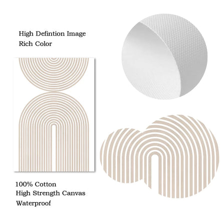 Modern Minimalist Boho Lines Abstract Canvas Painting Geometric Bohemian Beige Posters And Prints Wall Art Picture Bedroom Decor