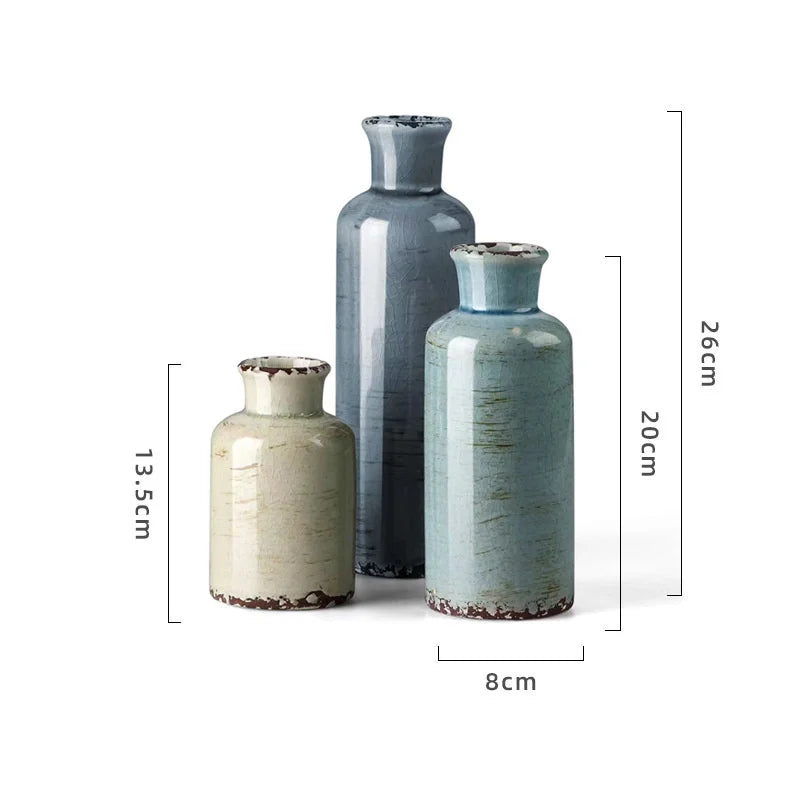 Ceramic Vase Set Nordic Style Decorative Flower Holder Modern Minimalist Home Living Room Tabletop Ornament Art Decoration