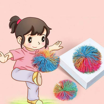 4-Piece Stress Relieving Sensory Toy Set with Random Colors. Bouncy Ball Is Perfect for Children and Adults