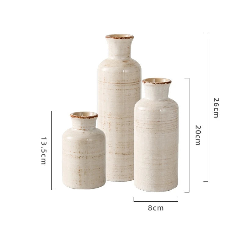 Ceramic Vase Set Nordic Style Decorative Flower Holder Modern Minimalist Home Living Room Tabletop Ornament Art Decoration