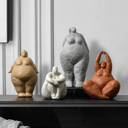 Resin Fat Lady Statues Decoration Modern Character Figurines for Interior Decorative Yoga Figures Sculpture Home Decor Loft Gift