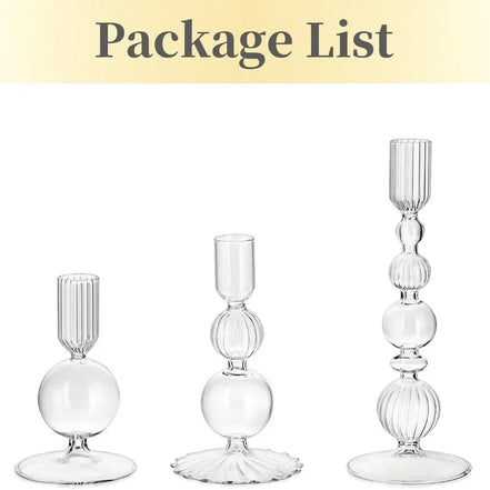 Elegant Glass Candle Holders Set