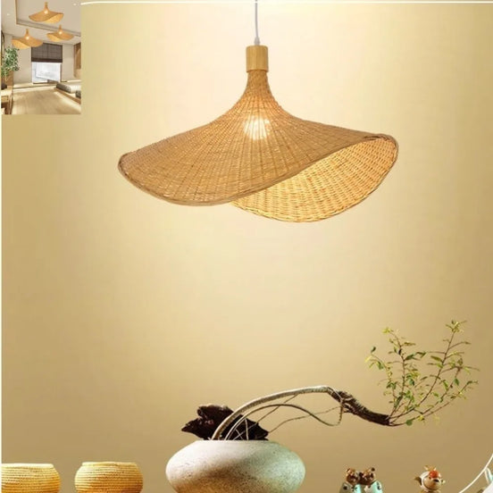 JOYINLED Vintage Woven Bamboo Chandeliers Rattan Lampshade Light for Living Room Restaurant Decoration Pendant Lamp Dia.30/50/70
