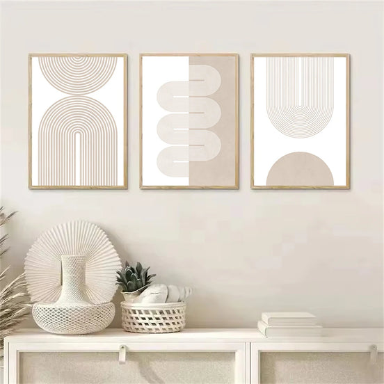 Modern Minimalist Boho Lines Abstract Canvas Painting Geometric Bohemian Beige Posters And Prints Wall Art Picture Bedroom Decor
