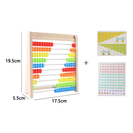 Classic Wooden Educational  Math 10-Row Counting Toy 100 Beads With Counting Sticks Number Alphabet Card Preschool Math Learning