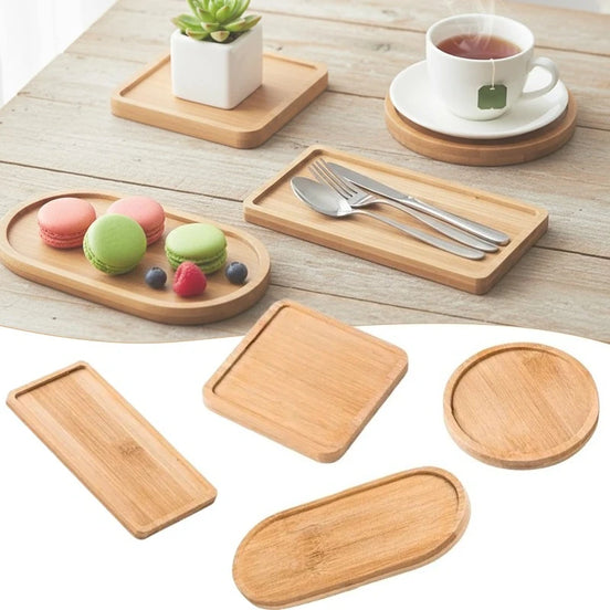 1-4PCS Bamboo Wooden Organizer Tray Oval Rectangular Style for Vanity Bathroom Counter Kitchen Desk Jewelry and Skincare Use