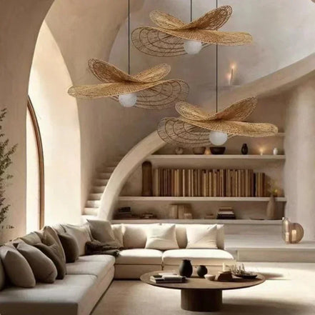 Wabi-sabi Style Pendant Light Rattan Hand-woven Lamps Restaurant Creative Living DiningTable Room Home Decor Bedroom Chandeliers