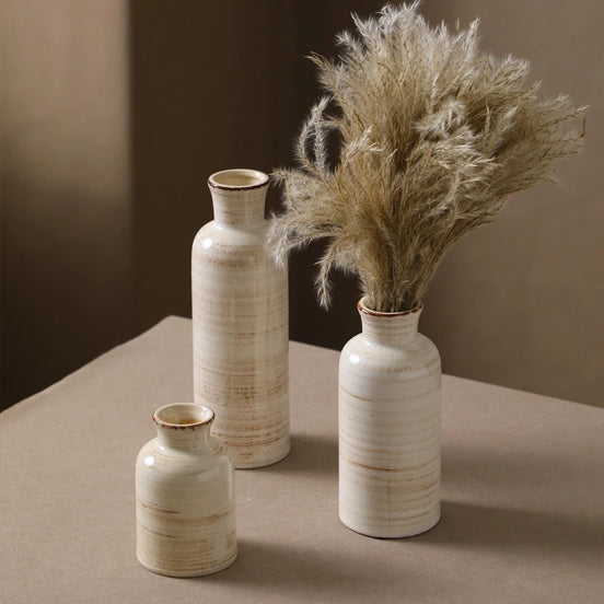 Ceramic Vase Set Nordic Style Decorative Flower Holder Modern Minimalist Home Living Room Tabletop Ornament Art Decoration