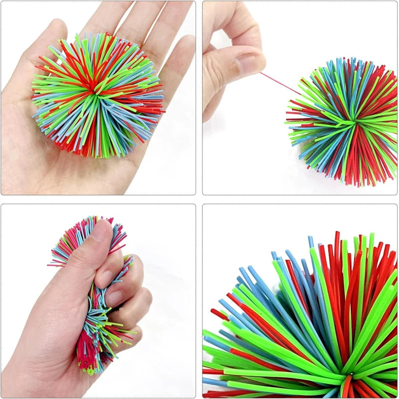 4-Piece Stress Relieving Sensory Toy Set with Random Colors. Bouncy Ball Is Perfect for Children and Adults